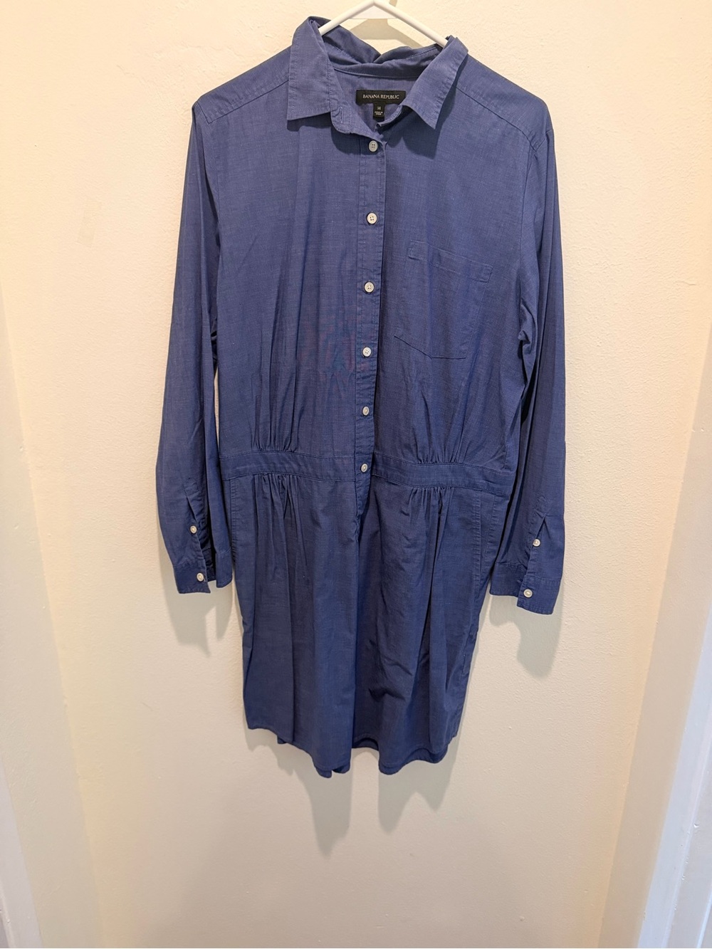 Banana Republic Navy Blue Long-Sleeve Shirt Dress